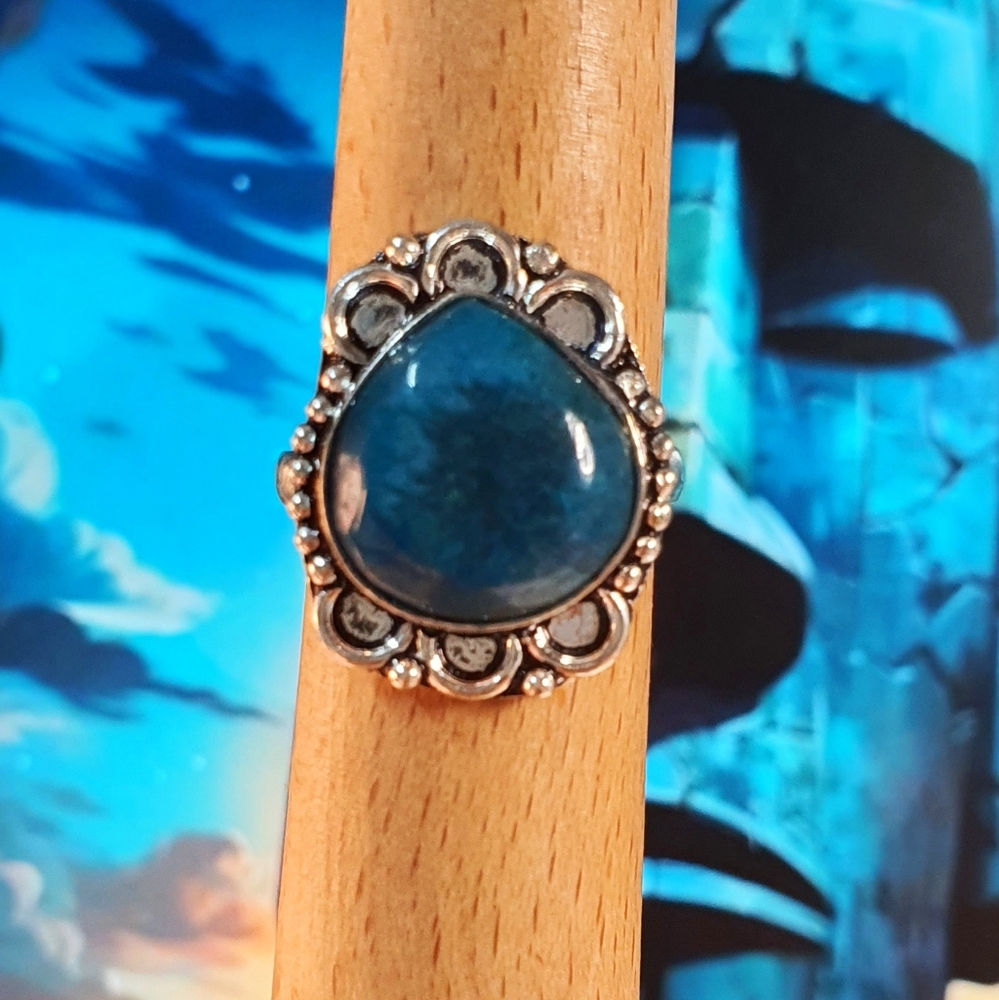 Turquoise Gemstone Sterling Silver Plated Ring Size 10